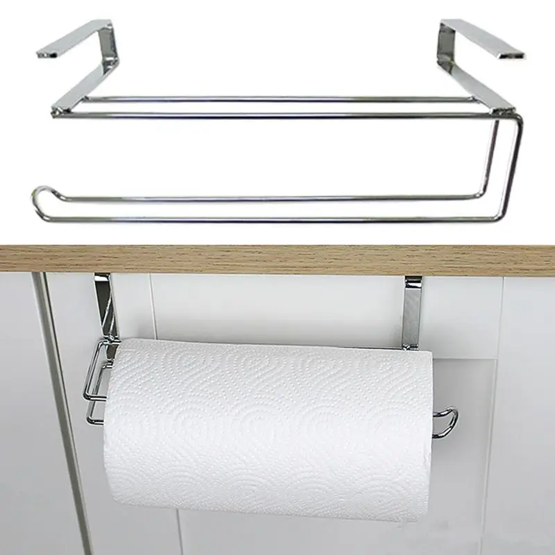 Cabinet Door Towel Holder No Punch Tissue Storage Organizer Rack Kitchen Paper Towel Storage Organizer Hook For Bathroom