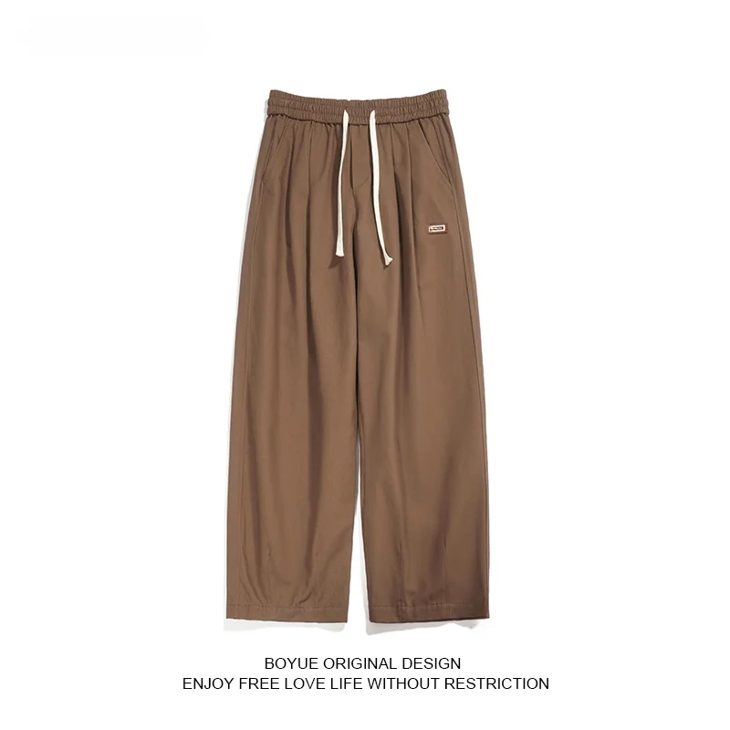 

Мужские повседневные брюки Boyue оверсайз с 3D-эффектом на талии, широкие, струящиеся, в пол, с завязками, свободного кроя, прямые, типа «труба»