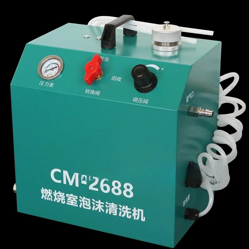 

Removal and decontamination of carbon deposits on cylinder piston of automobile engine combustion chamber by foam