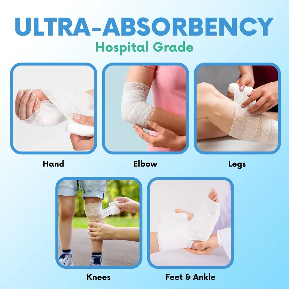 4 Rolls Premium Gauze Rolls Gauze Bandage - Super Soft Woven Stretch Gauze Bandages for Primary Wound Dressing Support