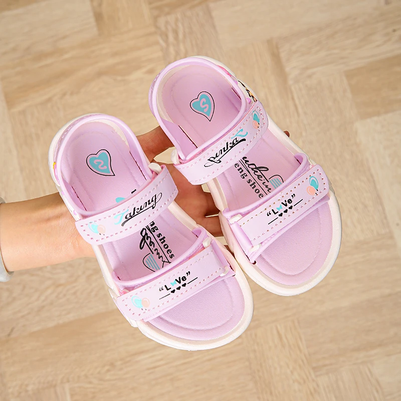 Trendy Cute Cartoon Open Toe Sandals For Girls, Breathable Lightweight Wear-resistant Sandals For Spring And Summer