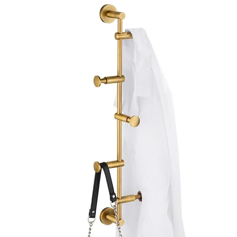 Luxury Brass Wall-Mounted Coat Rack Creative Entryway Coat Hooks Modern Vintage Garment Hanger Space-Saving Bathroom Organizer