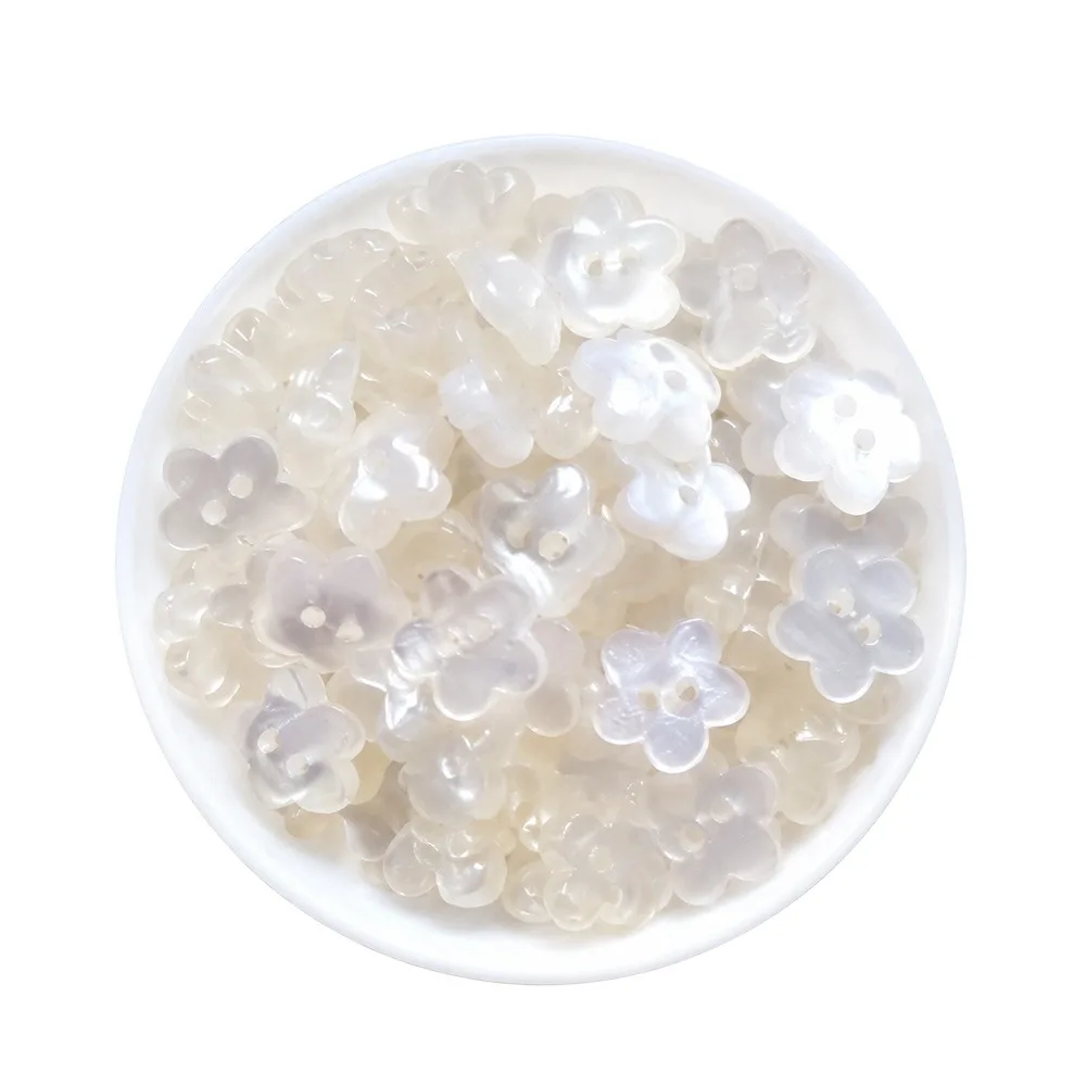 50pcs Plastic Material Three-Dimensional Flower Buttons 50pcs Pack 11mm Diameter Cloud Shape Buttons Handmade DIY Style