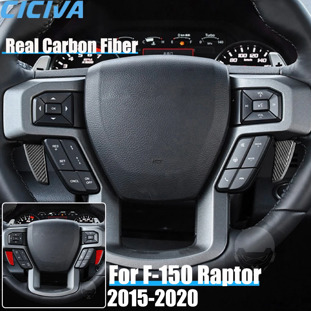 

Real Carbon Fiber Car Accessories Steering Wheel Paddles Decorative Trim Cover Soft Sticker For Ford F150 SVT Raptor 2015-2020
