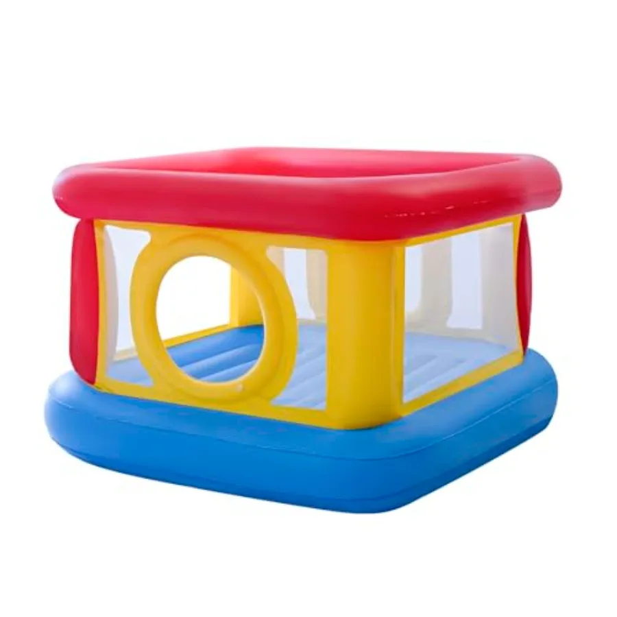 Inflatable Bounce House for,Blow Up Jumping Bouncer Playhouse, Indoor Outdoor PVC, Blue Red, Quick Setup Dual-Use
