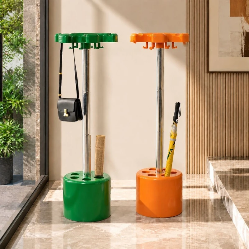 Floor Standing Coat Racks Umbrella Bucket Hanger Coat Racks Living Room Adjustable Height Rack Multifunctional Home Furniture