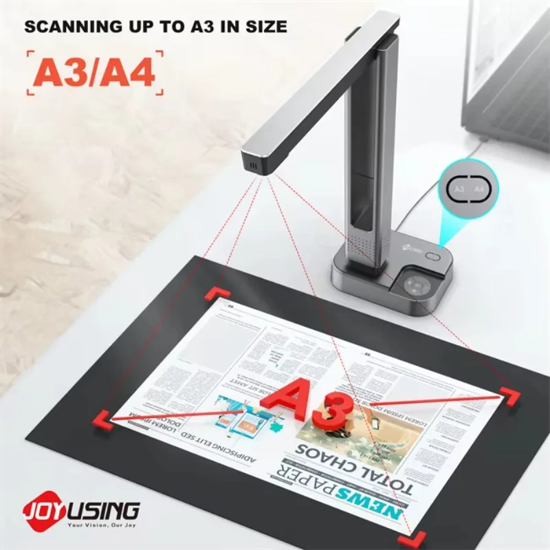 2026 Joyusing V320Pro 16.0MP A3/A4 Portable Document Book Scanner With Built-in Microphone 4 Laser Beams and OCR Recognition view 5