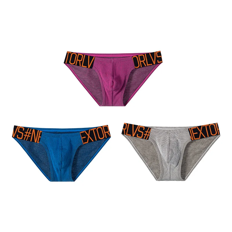 3pcs Men's Cotton Breathable High-Waist Fashion Briefs Underwear Comfortable Underpants
