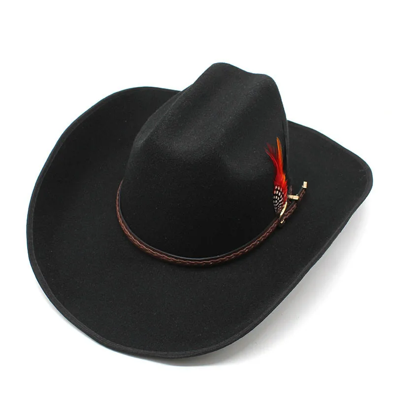 New Fashion Woolen Men Women Feather Fedora Hat Winter Autumn Church Panama Wide Brim Vintage Fascinator Jazz Caps Plage