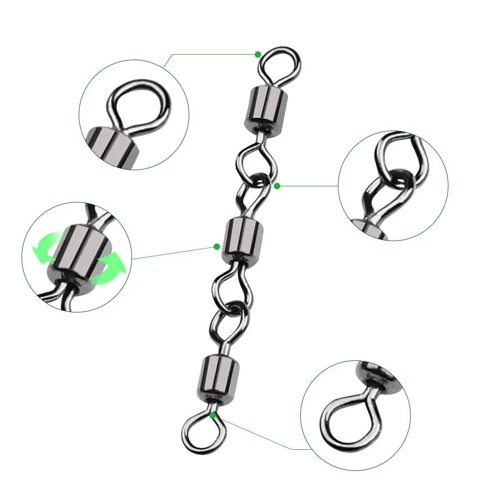 10PCS 8-Shape Fishing Rolling Swivel Connect Ring Strong Tensile Force Swivel Rolling Connector Stainless Steel