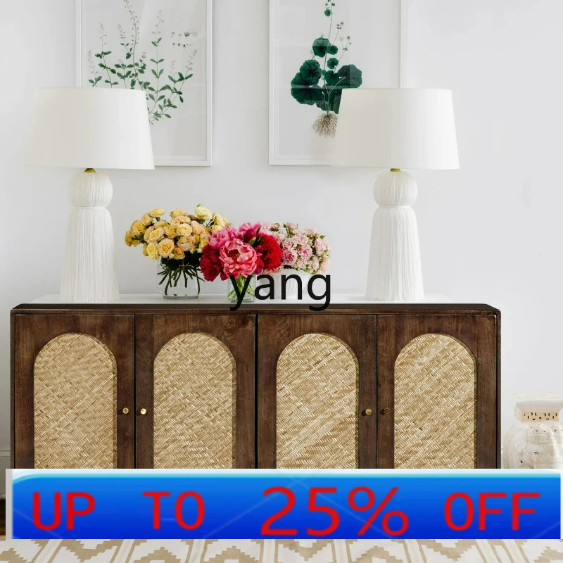 

LTT solid wood natural rattan dining side multi-functional storage entrance foyer shoe cabinet