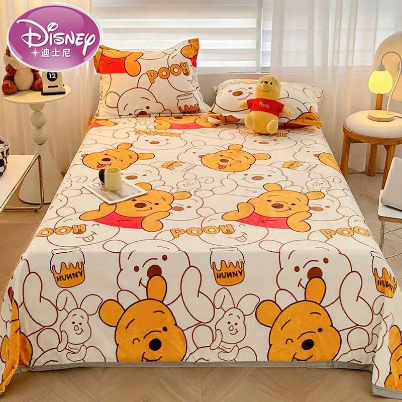 Disney peripheral Lotso Pooh Bear single-layer anti-static double-sided milk plush blanket autumn dormitory single blanket