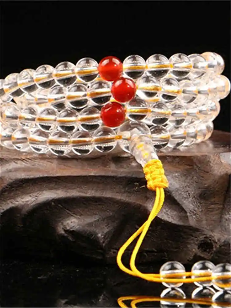 High Quality Natural Clear Crystal Quartz Yoga Meditation Mala 8mm 108 beads Strand BRO899