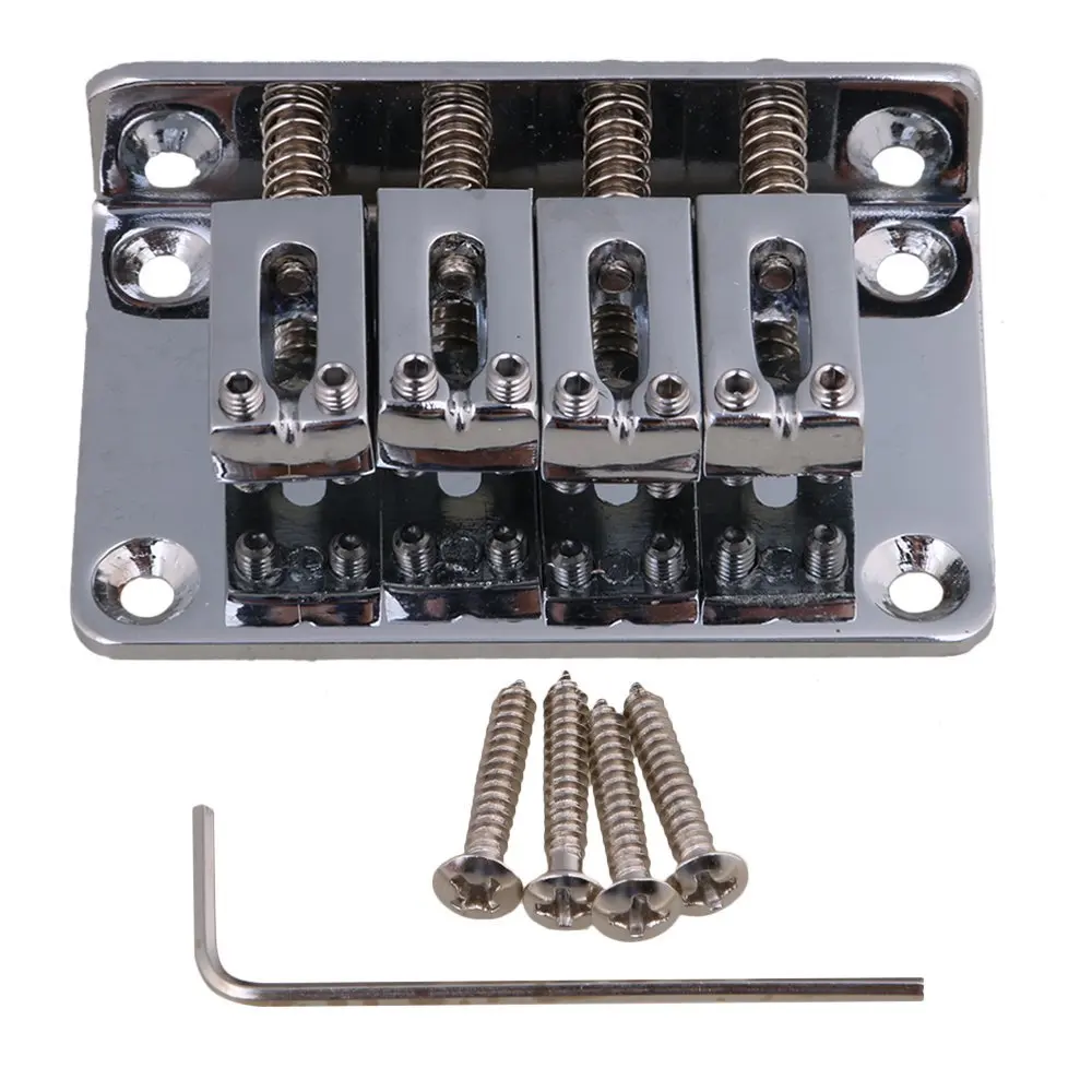 Silver 4 String Hardtail Tailpiece Bridge for Electric Ukelele Cigar Box Guitar