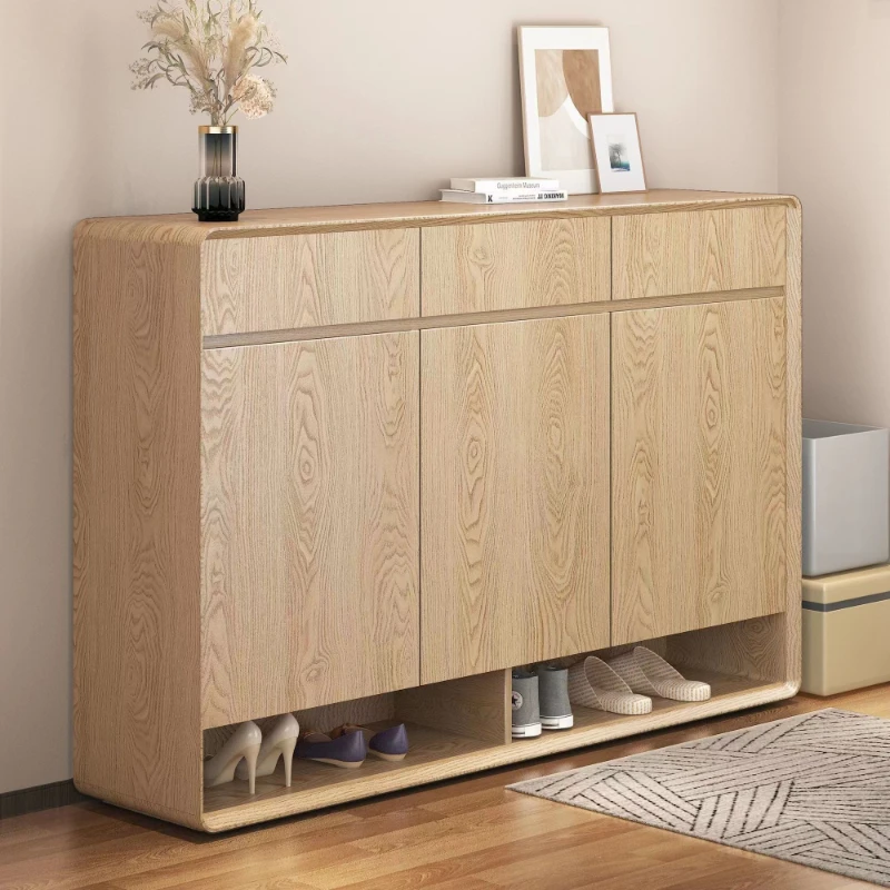 

All solid wood floor shoe cabinet entry shoe cabinet entry door household integrated porch storage