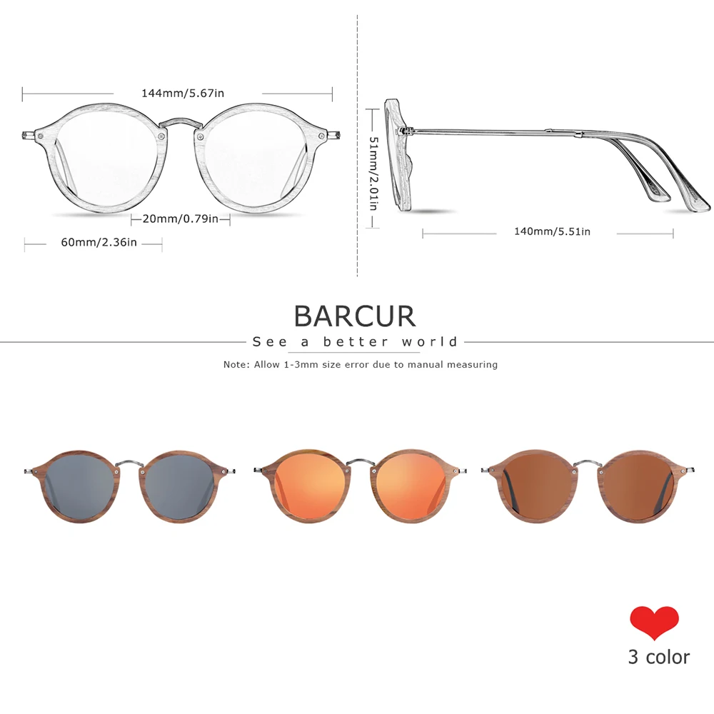 Brand Design Retro Hand Made Round Wood Sunglasses Fashion Polarized Women Sun Glasses Men UV400 Protection