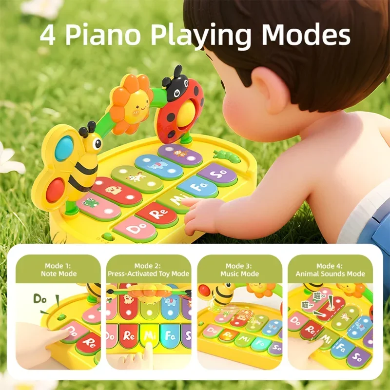 Teclado para bebé, juguetes de Piano, música ligera para niños, fabricante de sonido de animales, juguete Musical para niños pequeños, juguete musical educativo temprano, regalos para bebés