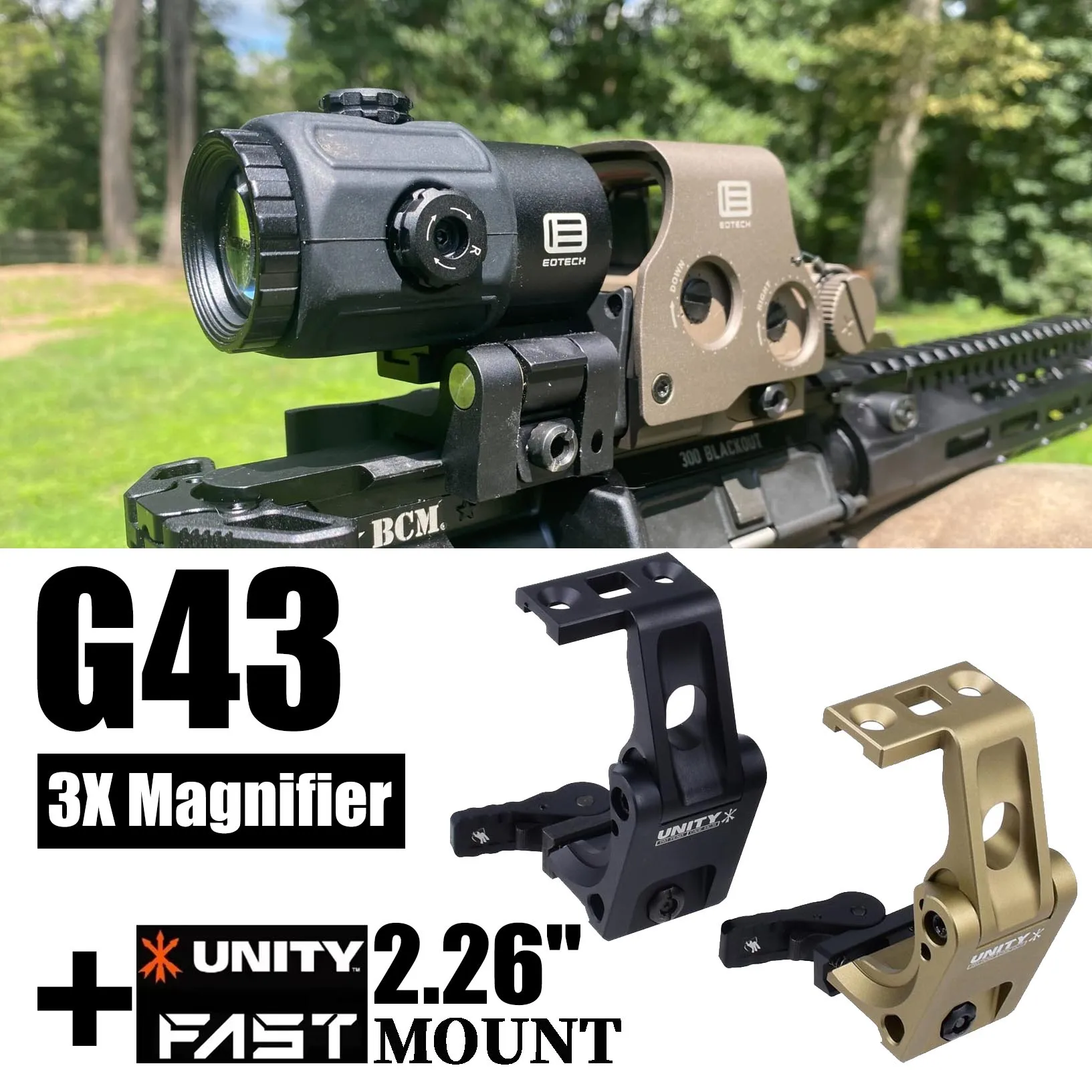

G43 Magnifier 3X Sight E*t*ch Scope 2.26" UNITY Mount Folding Side Flip Magnifier T*cticalCombo Amplify Adjustable Original LOGO