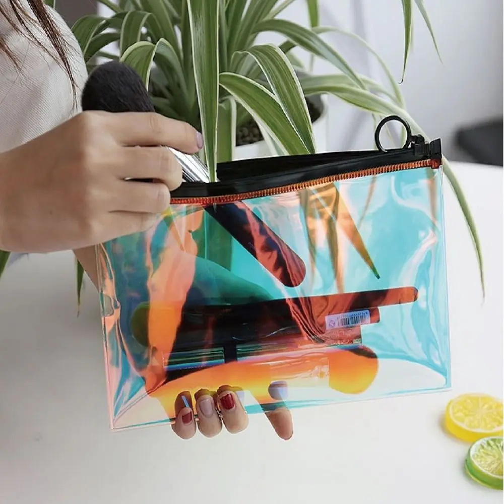 Laser Transparent Cosmetic Bag Waterproof PVC Storage Bag Portable Travel Wash Pouch Makeup Lipstick Bag Small Coin Purse