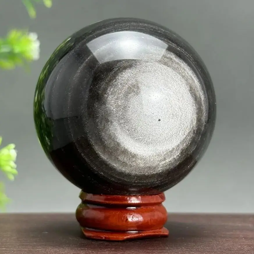 حجر السج الطبيعي المجال كريستال الكرة الفضة سبج الكرة العلاج العرافة مذبح السحر الطاقة ديكور المنزل مع قاعدة #5