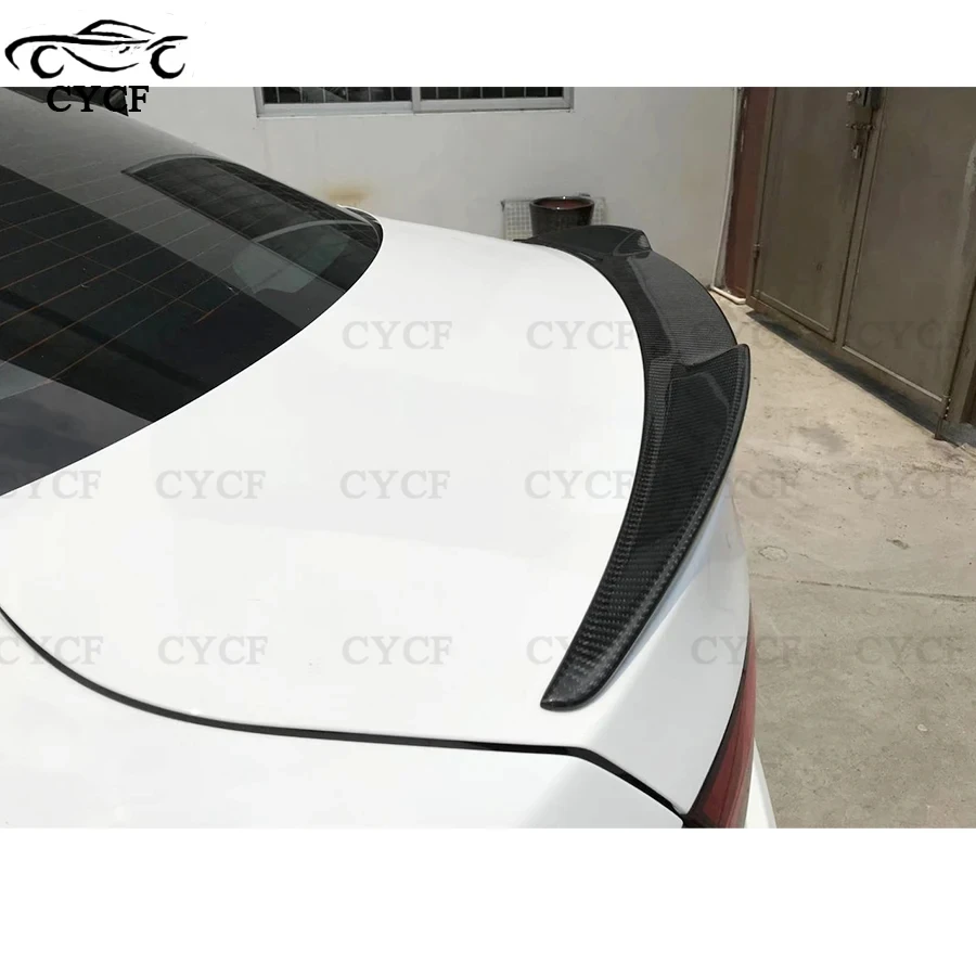 For Alfa Romeo Giulia 2015+ QV Style Carbon Fiber Tail fins Rear Deck Spoiler Duckbill Car Wing Retrofit the rear wing