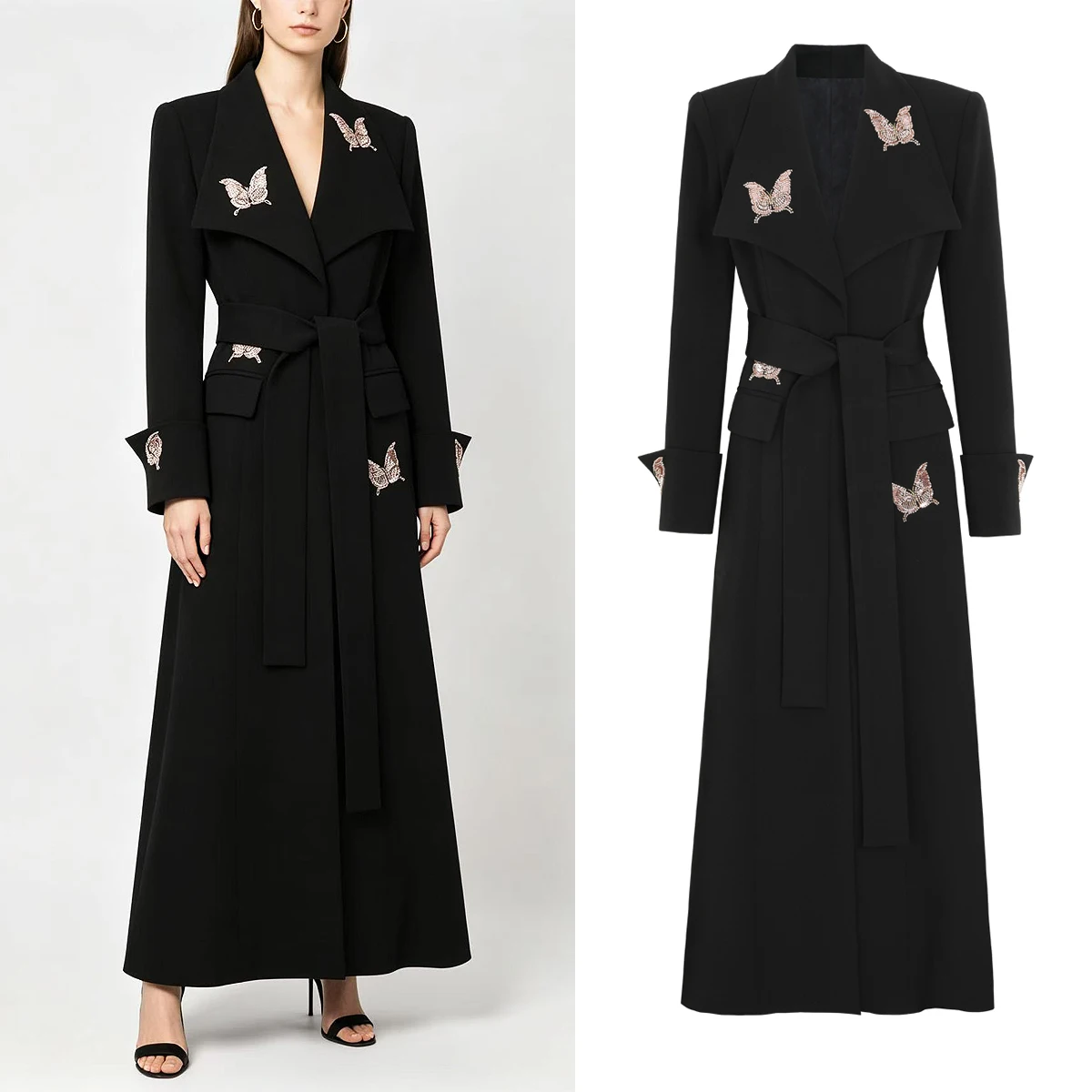 26190 Spring And Autumn New Fashionable Butterfly Nail Bead Suit Jacket Temperament Women's Casual Suit Windbreaker Coat