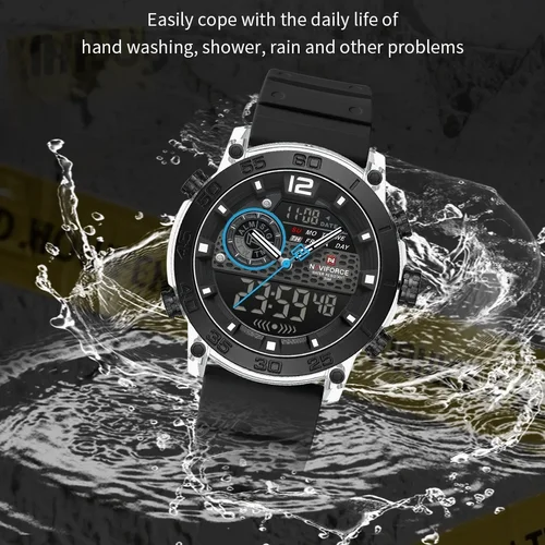 Imagen 2 del producto NAVIFORCE Reloj de pulsera deportivo ligero para hombre con pantalla dual y luz nocturna, cronómetro de cuarzo para niño, multifuncional