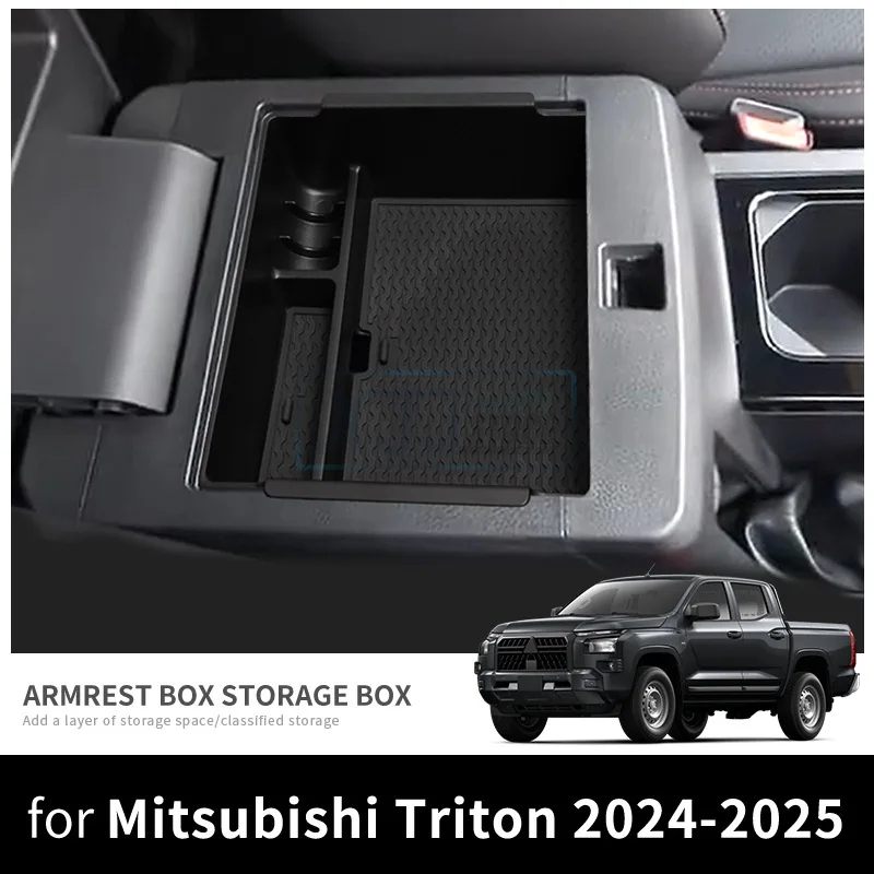 

Подходит для Mitsubishi L200/Triton 2024 2025, черный подлокотник для хранения центральной консоли, лоток-органайзер