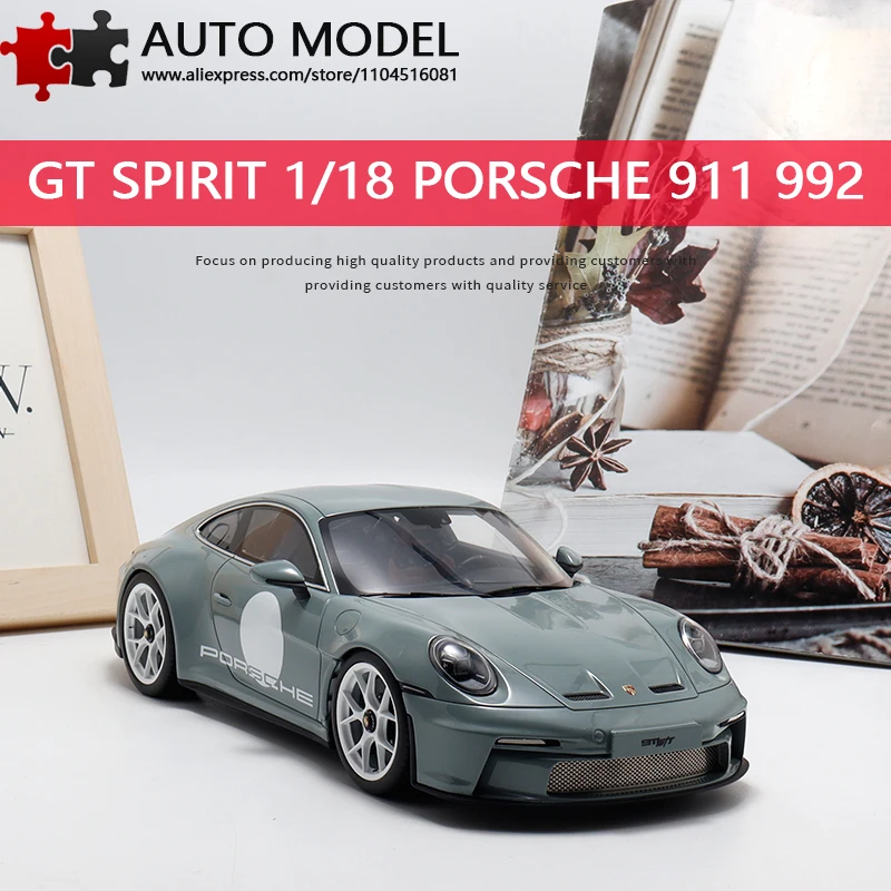 

Porsche 911 992 S/T Simulation Resin Car Model Sports Car Limited Edition Collectible Ornament Gt Spirit 1:18 Diecast Scale Static Model Adult Toy Boy's Gift with Display Box