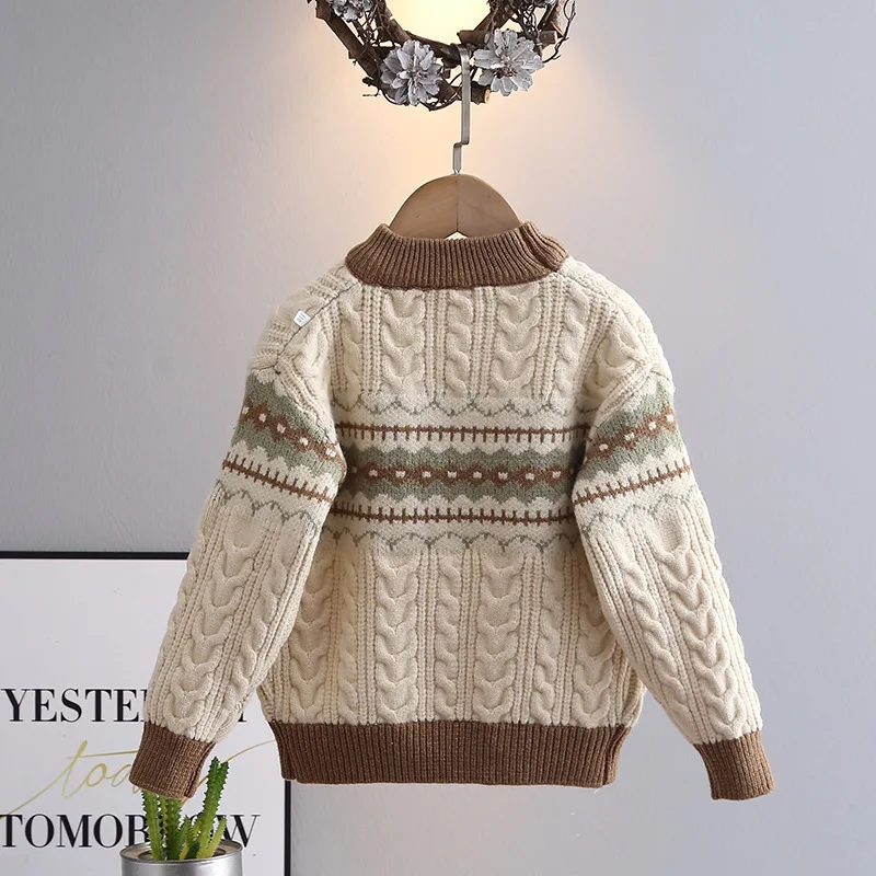 Boys Pullover Sweaters Spring Autumn 2025 Children Woolen Jersey Outerwear Tops For Baby Clothing Kids Knitted Sweater Teenagers