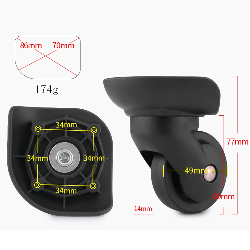 GUGULUZA 1Pair Luggage Wheels Replacement Wheels for Suitcase Silent Travel Suitcase Caster Trolley Case Casters Repair Parts