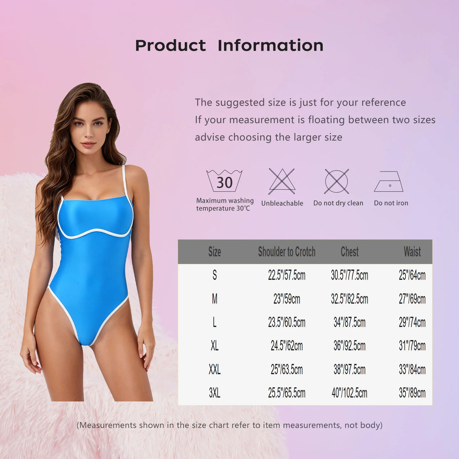 Damen Satin-Bodysuit Monokini Bademode mit Bügel, hoch geschnittener Badeanzug mit eckigem Ausschnitt, verstellbare Träger, einteiliger Badeanzug – Detail 1