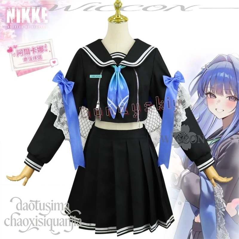 Arcana: Fortune Mate New Event Cropped Sailor Uniform With White Stripes Dress Wigs Game GODDESSS Anime VICTORYSS Cosplay Kawaii view 2