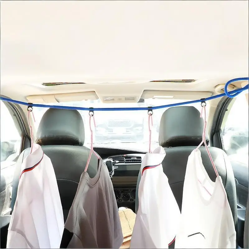 High qualityAdjustable Indoor Clothesline 2M Portable Laundry Rope Strong Tension With Hooks For Home Bathroom Balcony