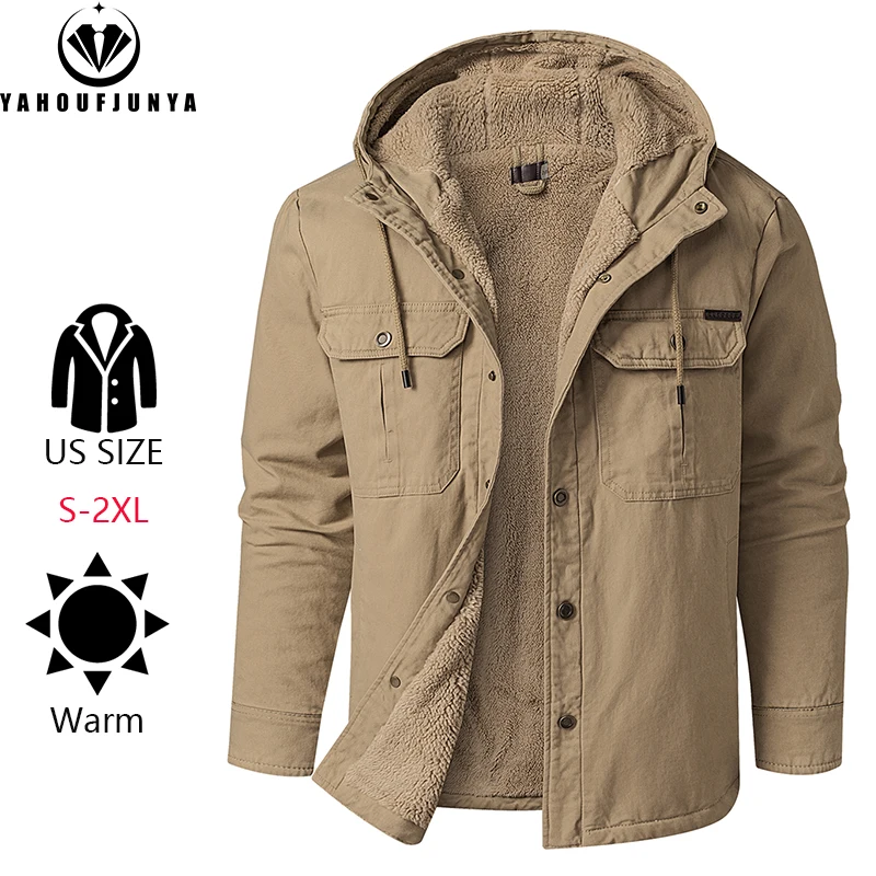 

New Men Winter High-Quality Design Outdoor Leisure Hooded Jacket Men Solid Color Windproof Warm Fashion Loose Brand Jacket Male