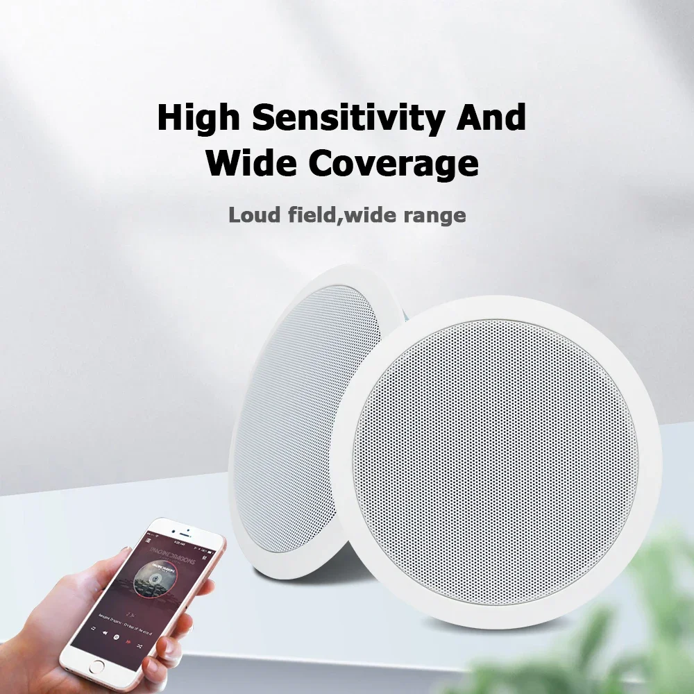 Bluetooth Ceiling Speaker 5.25 inch Stereo Home Theater Background 10W Loudspeaker Build-in Class-D Amplifier Audio for Hotel