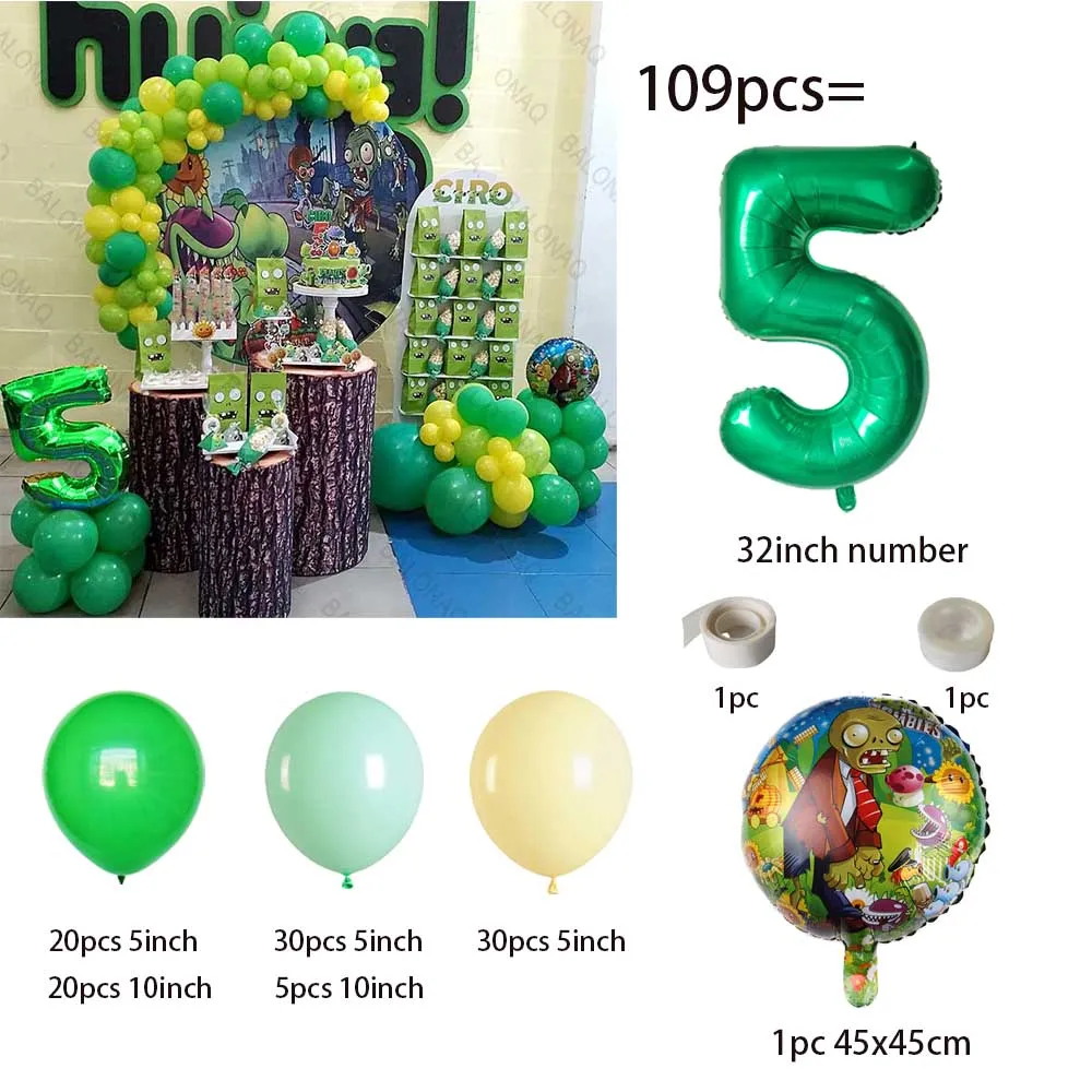 109pcs Plants vs. Zombies Aluminum film balloon cartoon anime figure Shape kids birthday decor party supplies baby shower globos