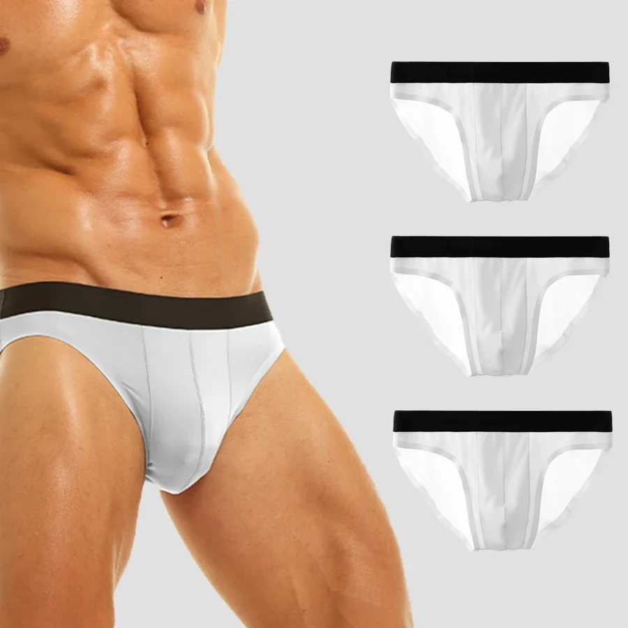 

3PCS Men's underpants with ice thread and no trace, ultra-thin, breathable summer men's triangular inner pants