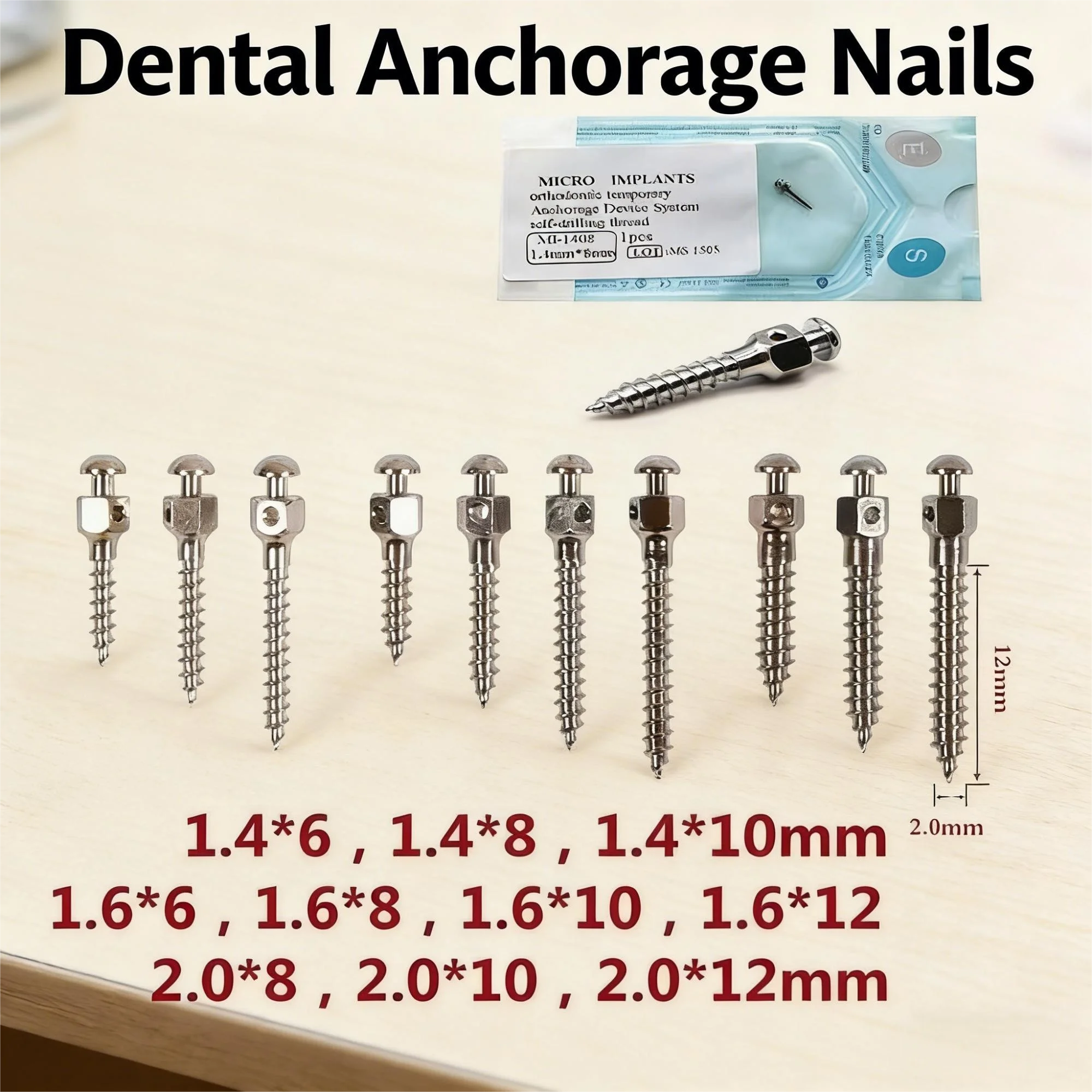 

Ортодонтическая система TAD - 10 шт. титановых самонарезающихся мини-имплантатов для костного анкеража