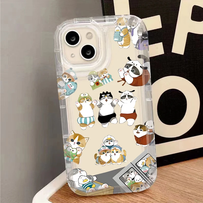 Cute Cow Mofusand Cat Case for Samsung Galaxy S24 Ultra S23 S22 S21 FE S20 Plus Note 20 10 Pro A34 A54 A33 A53 Clear Back Cover