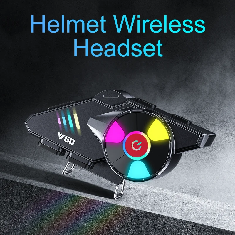 Y60 Motorcycle Bluetooth Helmet Headset Wireless Waterproof Handsfree Call Music Bluetooth5.3 Rider Moto Color Light Headphone