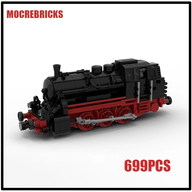 MOC Vintage Steam Locomotive Building Blocks 8-Wide Classic Railway Engine Model Construction Bricks Adult Gift Set