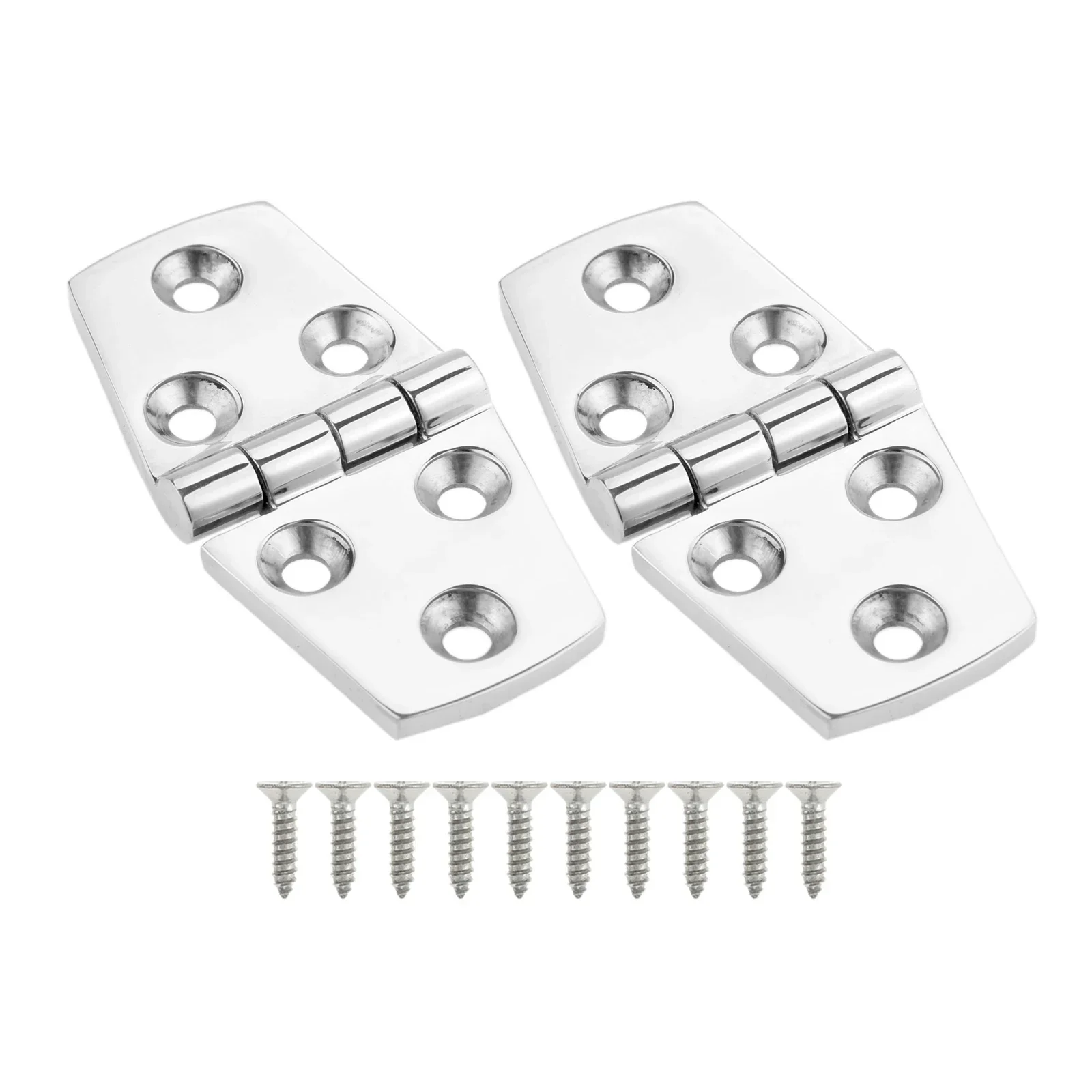 2Pcs Marine 316 Stainless Steel Boats Cabinet Door Hinges with Screws 6 Holes Heavy Duty Boat Hatch Hinge Strap 76x38mm 102x38mm