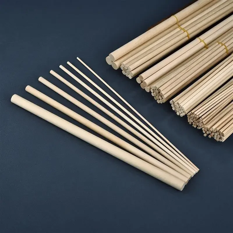 3-14mm Round Wooden Sticks For DIY Wooden Crafts Gear Sticks Pegs Sticks Making Cake Dowel Building Model Woodworking Tool