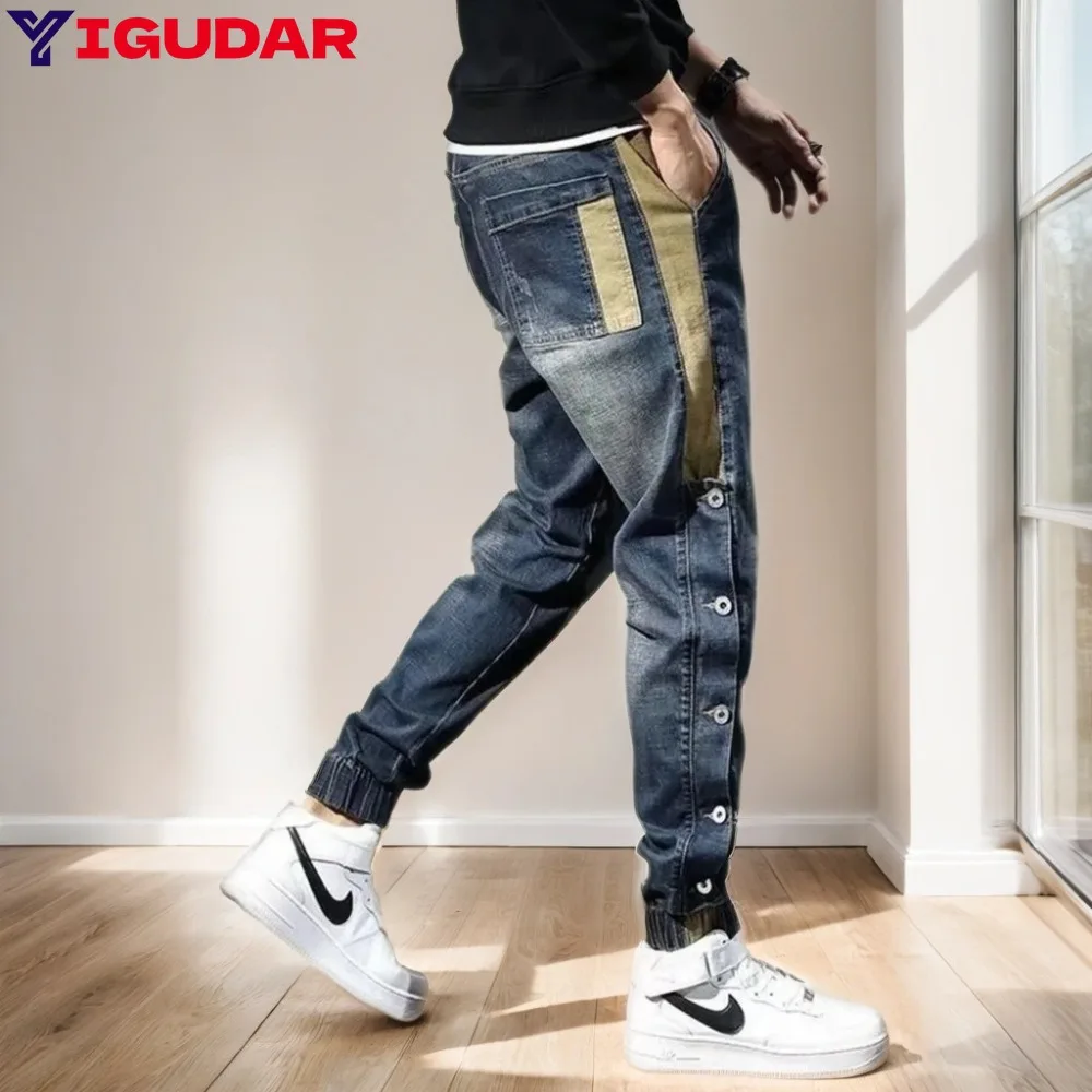 

New Fashion in Autumn/Winter 2024 Nine-cent Jeans Men's Leisure Elastic Loose Harlan Pants Men Cowboy Pants Korean version