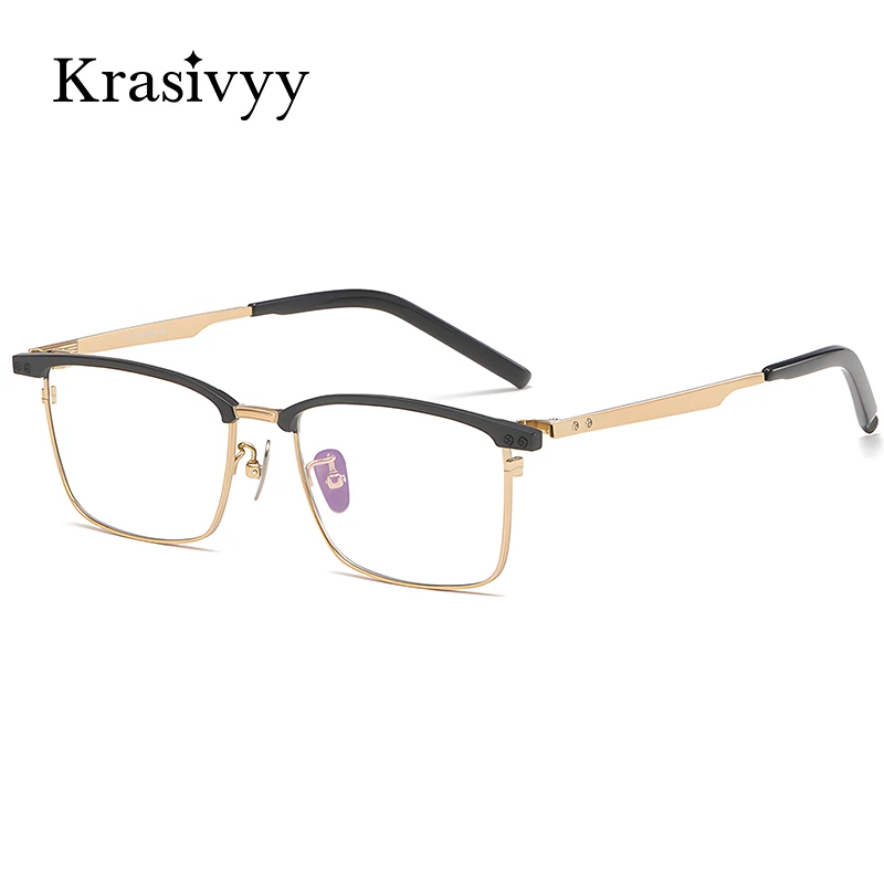 

Krasivyy Square Pure Titanium Glasses Frames Men Luxury Korean Prescription Eyeglasses Frame Males New Optical Full-Rim Eyewear