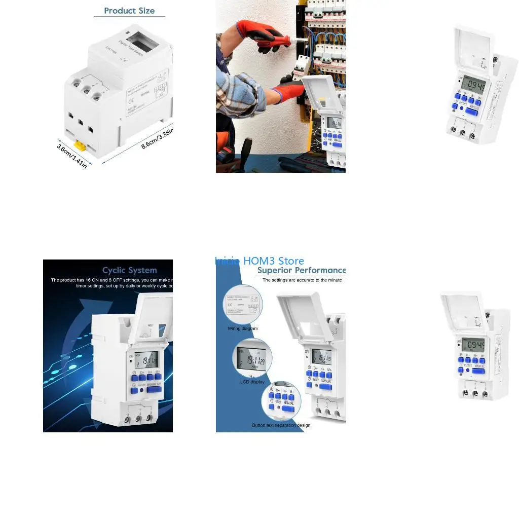 A5YD Electronic Weekly 7 Day Programmable Digital Time Relays Electronic Relays Time Switches for Precise Automatic Control