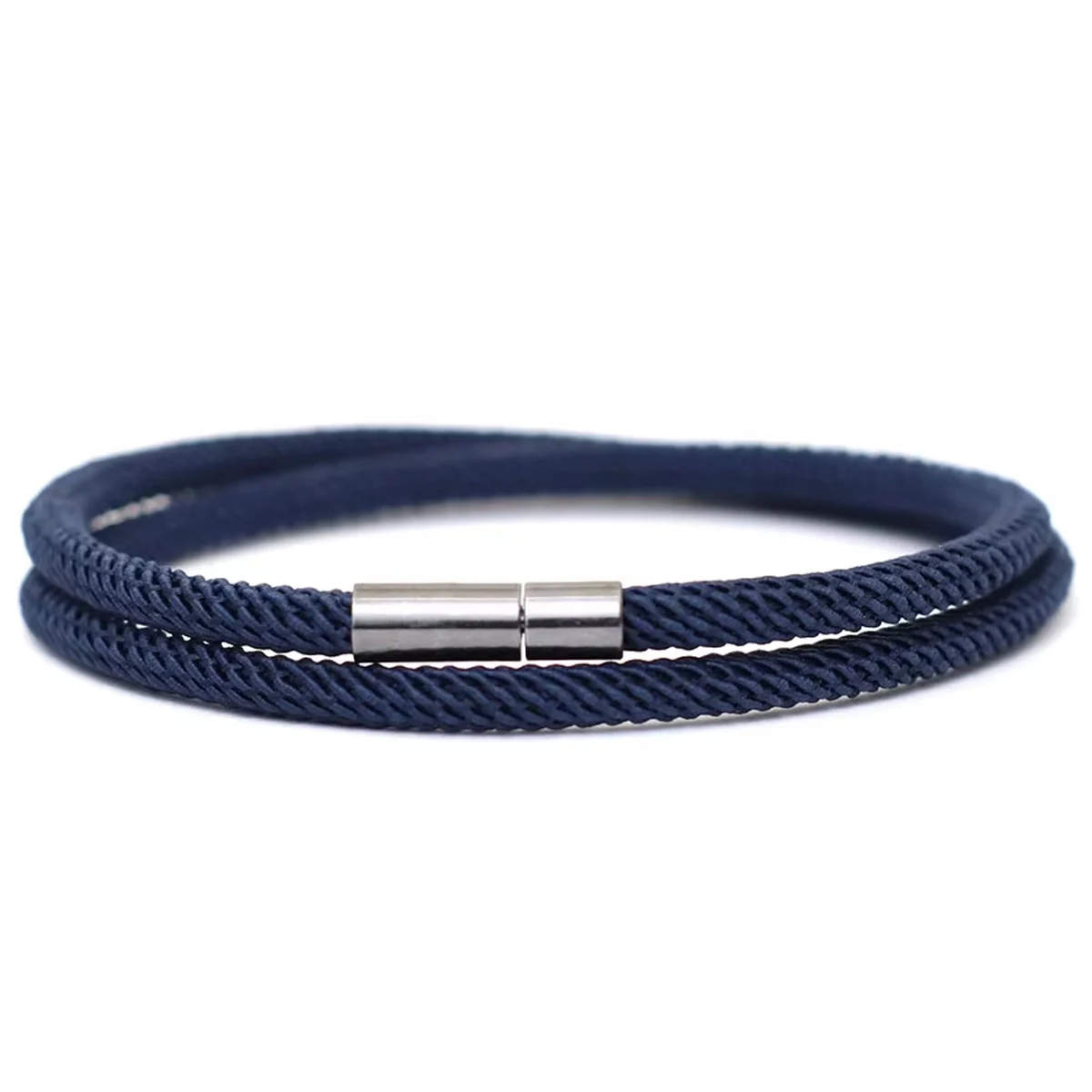 

Mens Rope Bracelet 4mm Nylon Double Layer Lucky Thread Braclet Nickel Black Detachable Buckle Gift For Him