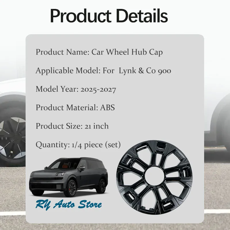 Car Wheel Hub Cap For Lynk & Co 900 2025 2026 2027 21inch Matte/Glossy Black Pads Decorative Wheels Tire Modification Cover Part