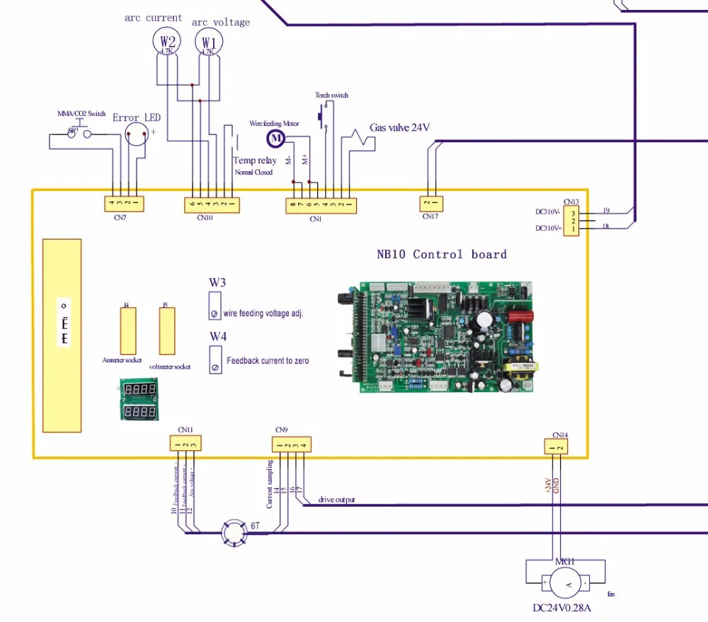 New CO2 MIG 250 Build-in Wire Feeder Compact Type IGBT Welding Machine Control Plate PCB Circuit Board AC220V